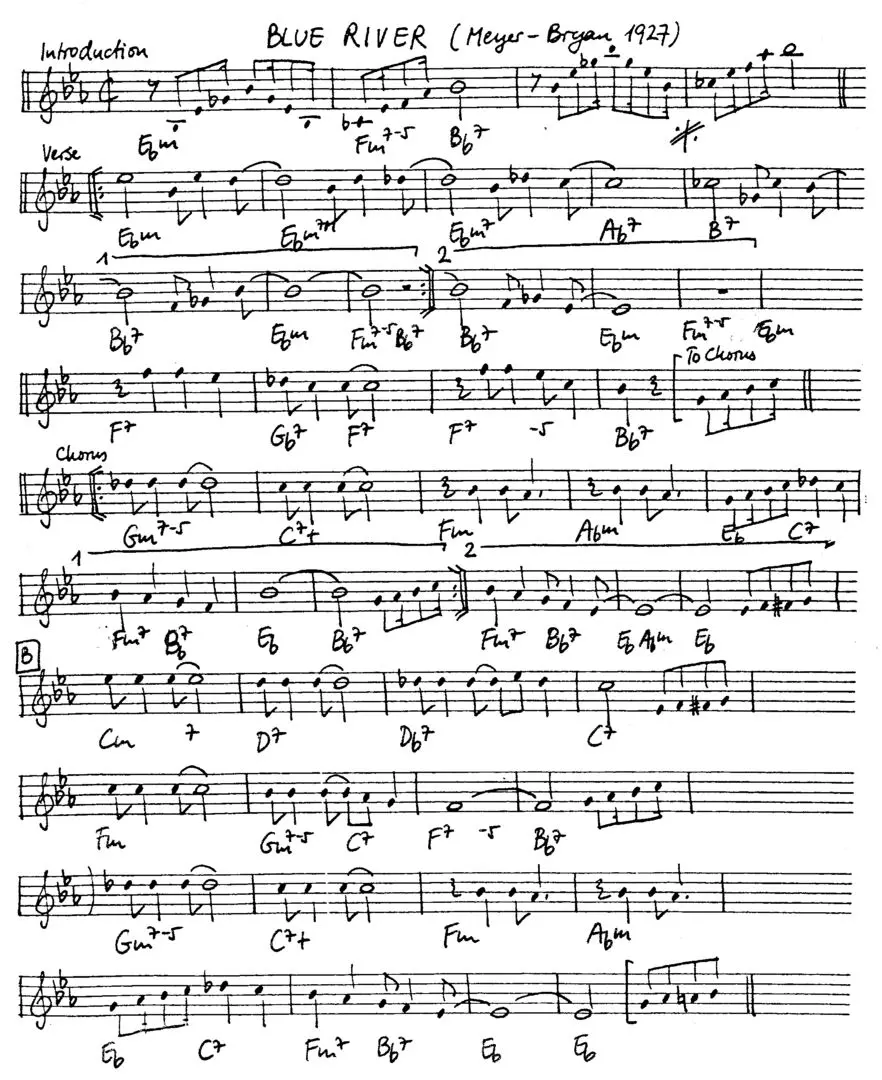 blue river free jazz leadsheet - Courtesy of the Jungle Jazz Band